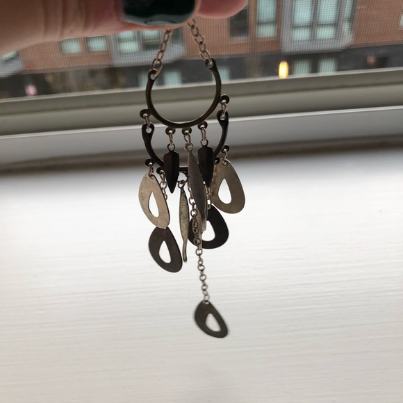 Vintage silver & gray metal dreamcatcher necklace - Picture 5 of 7